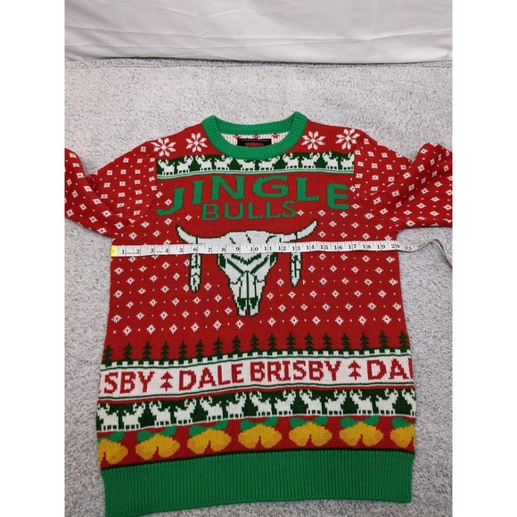 Rock & Roll Denim Cowboy‎ Rodeo Dale Brisby Ugly Holiday Christmas Sweater Small - Picture 8 of 15